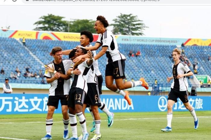 Timnas Jerman U-17 berhasil menundukkan timnas Amerika Serikat U-17 3-2 di babak 16 besar Piala Dunia U-17 2023.