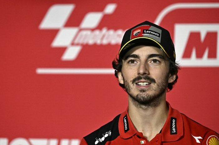 Pembalap Ducati. Francesco Bagnaia, pada konferensi pers menjelang MotoGP Valencia 2023 di Sirkuit Ricardo Tormo, Spanyol, Kamis (23/11/2023).