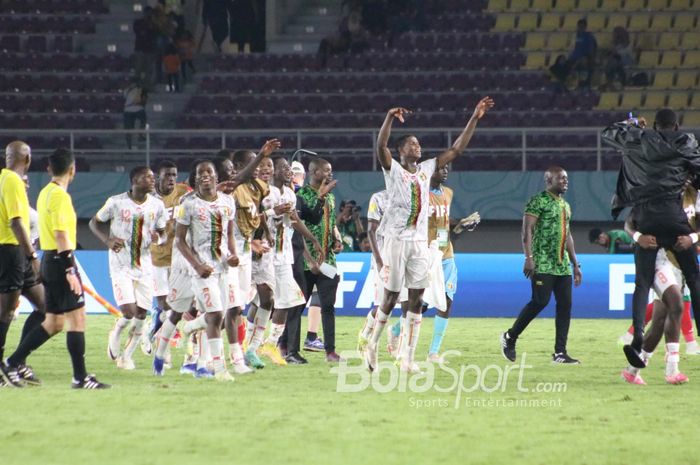 Selebrasi timnas U-17 Mali setelah memastikan diri lolos ke babak semifinal Piala Dunia U-17 2023 usai menaklukkan Maroko dengan&nbsp;skor&nbsp;1-0.