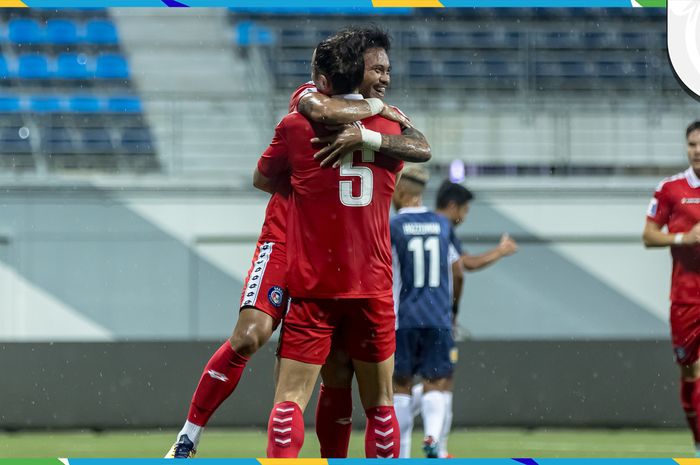 Suasana pertandingan Hougang United Vs Sabah FC dalam laga grup H Piala AFC, di Jalan Besar Stadium, Kamis (30/11/2023).