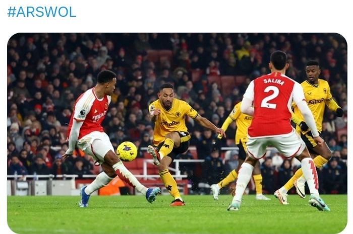 Laga Arsenal versus Wolverhampton Wanderers pada lanjutan Liga Inggris di Stadion Emirates, Sabtu (2/12/2023).