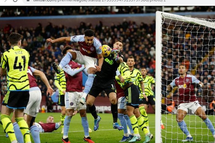 Kiper Aston Villa, Emiliano Martinez, tampil perkasa saat menghadapi Arsenal di Liga Inggris.