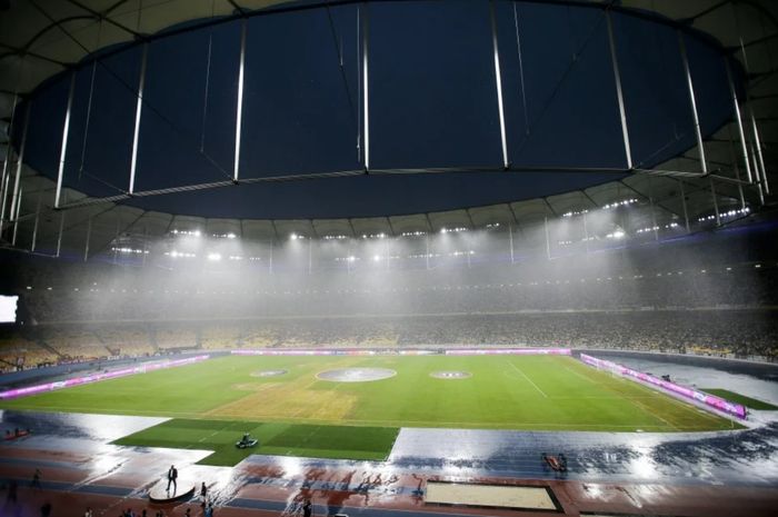 Stadion Bukit Jalil, Kuala Lumpur, tampak tidak sempurna saat menggelar partai final Piala Malaysia antara Johor Darul Ta'zim dan Terengganu FC.