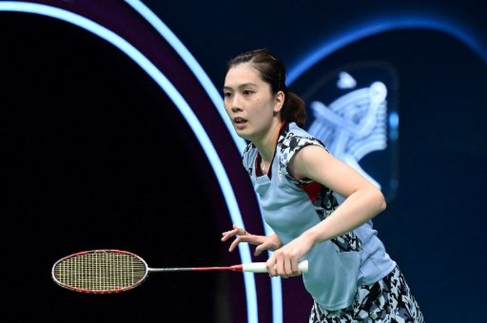 Pebulu tangkis tunggal putri Jepang, Aya Ohori, pada semifinal beregu putri Asian Games 2022 melawan China di Hangzhou Sports Center Gymnasium, China, 30 September 2023.