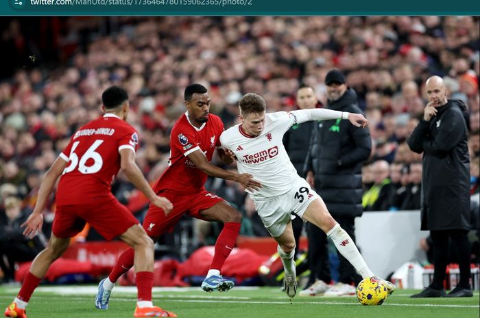 Scott McTominay menjadi kapten Man United saat melawan Liverpool di Stadion Anfield, Minggu (17/12/2023) malam WIB.