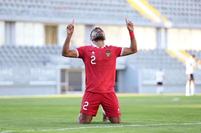 Yakob Sayuri dalam laga timnas Indonesia vs Libya pada laga uji coba di Mardan Sports Complex, Antalya, Turki pada Jumat (5/1/2024).