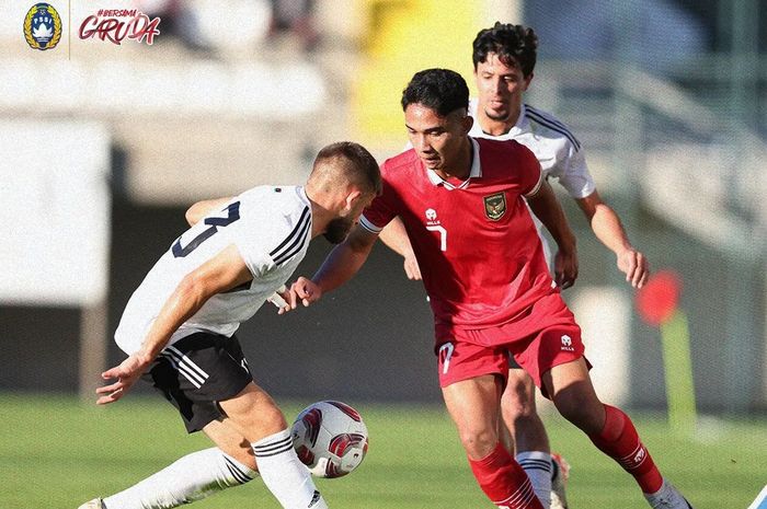 Suasana pertandingan antara timnas Indonesia vs Libya pada laga uji coba di Mardan Sports Complex, Antalya, Turki pada Jumat (5/1/2024).