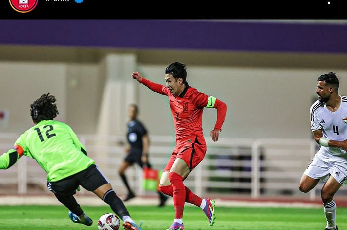 Suasana pertandingan uji coba antara timnas Irak vs Korea Selatan di Stadion Universitas New York, Abu Dhabi, Uni Emirate Arab, pada Sabtu (6/1/2024).