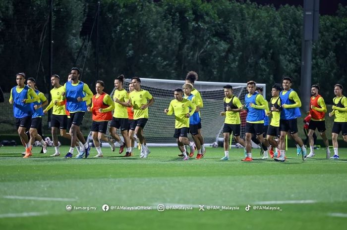 Skuad Timnas Malaysia menjalani sesi latihan di Qatar University, Doha, menjelang tampil di Piala Asia 2023.