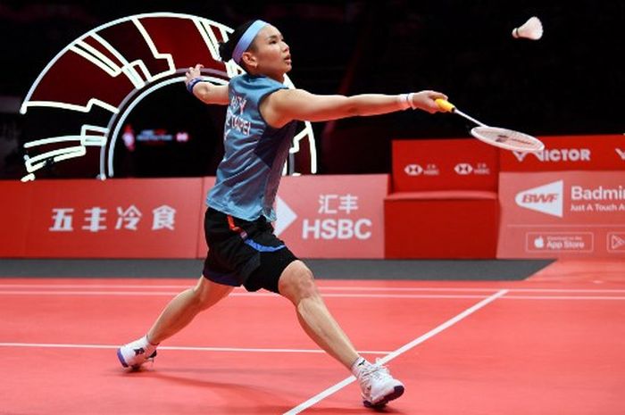 Pebulu tangkis tunggal putri Taiwan, Tai Tzu Ying, pada final BWF World Tour Finals 2023 di Hangzhou Sports Center Gymnasium, China, Minggu (17/12/2023).