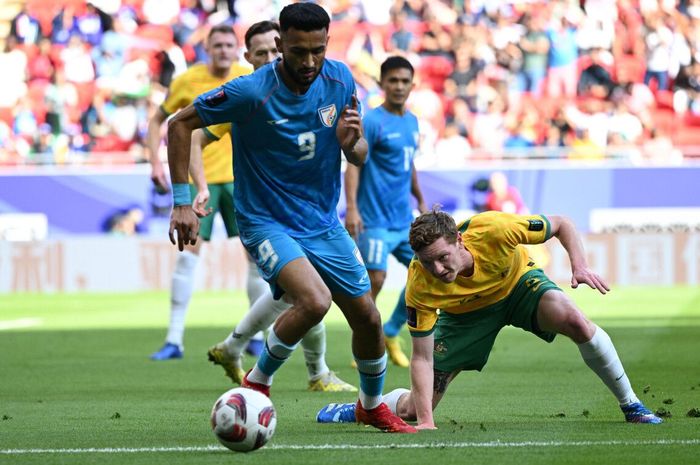 Suasana laga antara Australia Vs India dalam laga perdana penyisihan Grup B Piala Asia 2023, Sabtu (13/1/2024).