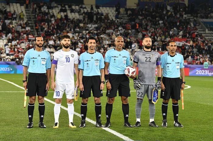 Susana jelang kick off laga timnas Uzbekistan vs timnas Suriah, pada laga penyisihan Grup B Piala Asia 2023, Minggu (14/1/2024).