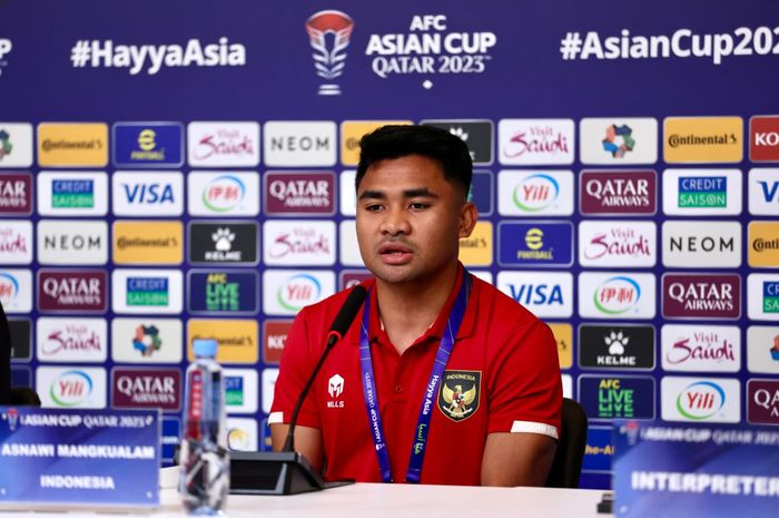 Kapten Timnas Indonesia, Asnawi Mangkualam, dalam sesi konferensi pers jelang laga lawan Irak pada Minggu (14/1/2024)