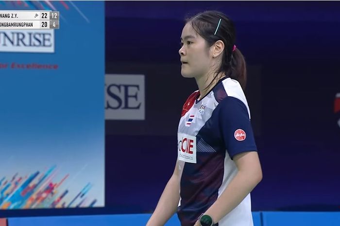 Tunggal putri Thailand, Busanan Ongbamrungphan, kalah mengenaskan di babak perempat final India Open 2024 yang digelar di K/D Jadhav Indoor Hall, New Delhi, India, Jumat (19/1/2024).