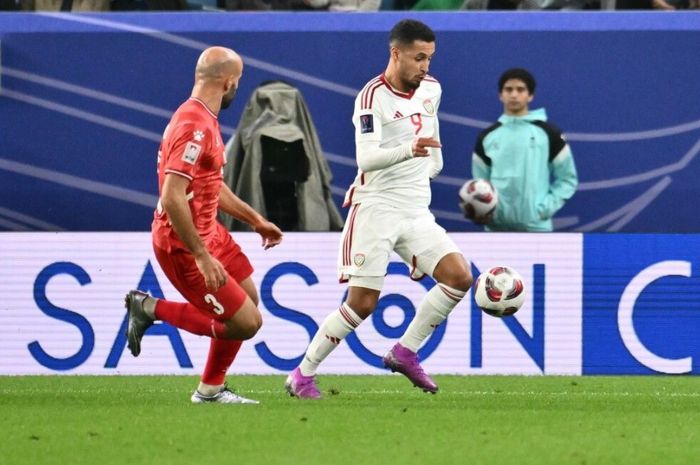 Palestina vs UEA pada laga kedua Grup C Piala Asia 2023 Qatar di Al Janoub Stadium, Al Wakrah, Jumat (17/1/2024) waktu setempat.