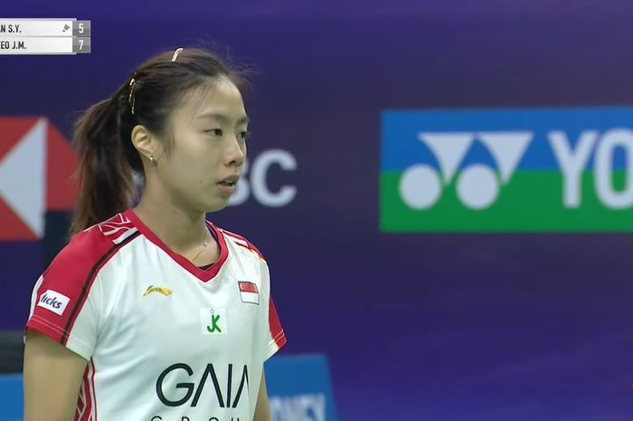 Tunggal putri terbaik Singapura, Yeo Jia Min saat beraksi pada babak perempat final India Open 2024, di K.D Jadhav Indoor Hall, New Delhi, India, Jumat (19/1/2024).