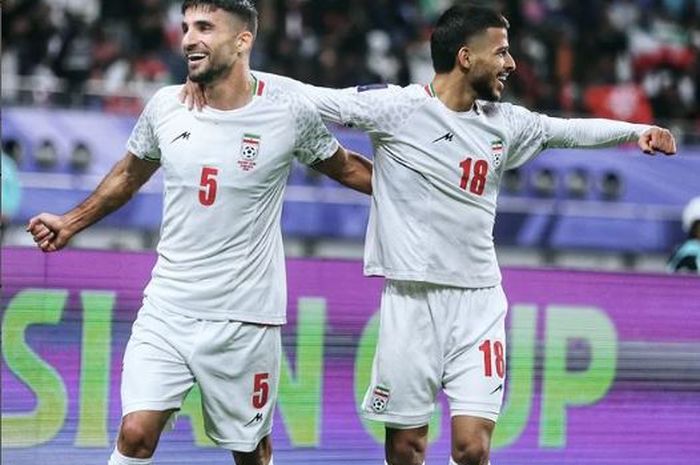 Selebrasi pemain Iran, Mehdi Ghayedi usai menjebol gawang Hong Kong di Stadion Internasional Khalifa, Qatar pada matchday kedua grup C Piala Asia 2023, Sabtu (20/1/2024) dini hari WIB.