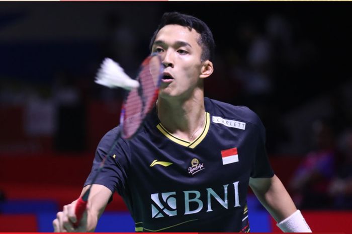 Tunggal putra Indonesia sekaligus juara bertahan, Jonatan Christie terhenti di babak 32 besar Indonesia Masters 2024 di Istora Senayan, Jakarta, Indonesia, Rabu (24/1/2024).