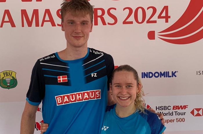 Ganda campuran Denmark, Jesper Toft/Clara Graversen, pada babak perempat final Indonesia Masters 2024 di Istora Senayan, Jakarta Pusat, Jumat (26/1/2026).