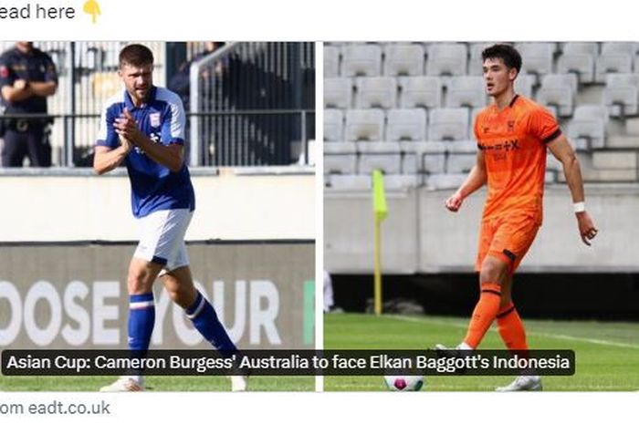 Dua pemain Ipswich Town, Elkan Baggott (kanan) dan Cameron Burgess, akan saling berhadapan di laga Timnas Indonesia versus Australia.