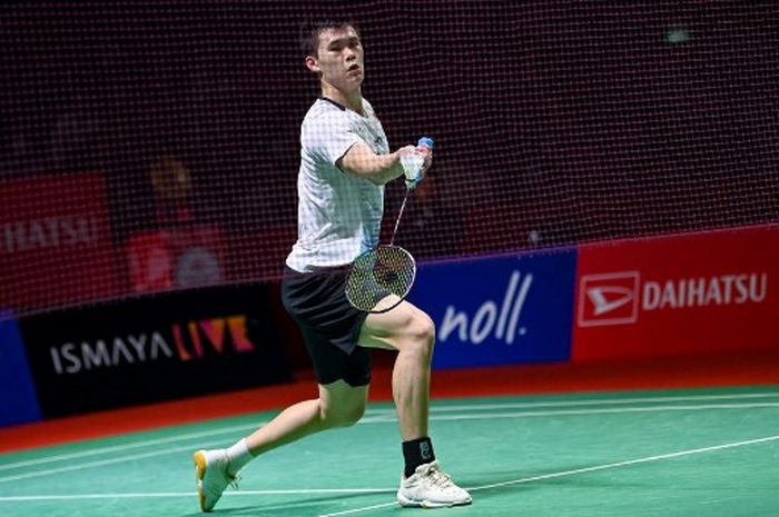 Pebulu tangkis tunggal putra Kanada, Brian Yang, pada semifinal Indonesia Masters 2024 di Istora Senayan, Jakarta, Sabtu (27/1/2024).