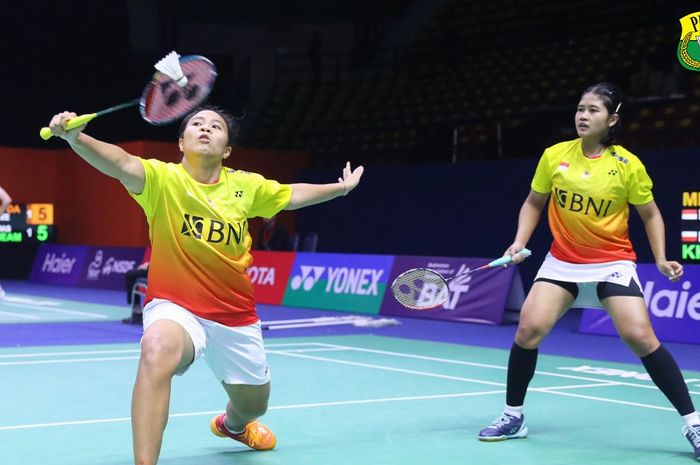 Ganda putri Indonesia, Jesita Putri Miantoro/Febi Setianingrum, saat tampil pada babak pertama Thailand Masters 2024 di Bangkok, Thailand, 31 Januari 2024.