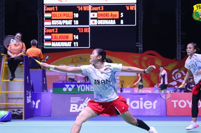 Ganda putri Indonesia, Febriana Dwipuji Kusuma/Amalia Cahaya Pratiwi, saat tampil pada perempat final Thailand Masters 2024 di Bangkok, Thailand, 2 Februari 2024.