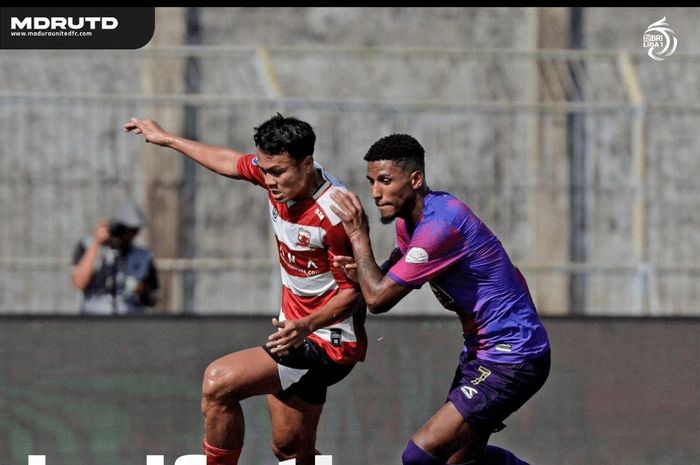 Suasana pertandingan Madura United vs RANS Nusantara FC pada laga pekan ke-24 Liga 1 2023/2024 di Stadion Gelora Bangkalan, Madura, Selasa (6/2/2024).