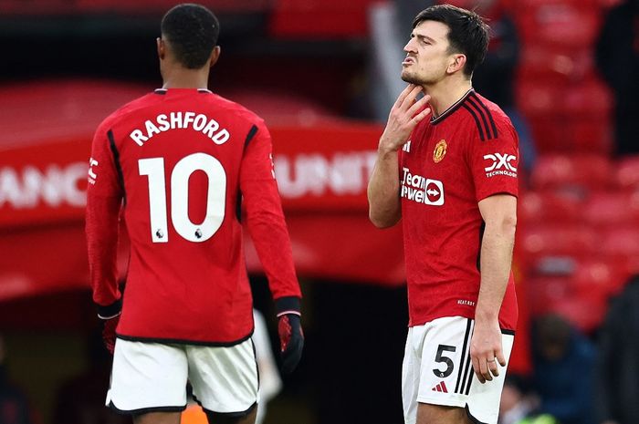 Dua pemain lokal Man United, Harry Maguire (kanan) dan Marcus Rashford kembali absen dalam skuad timnas Inggris untuk FIFA Matchday November 2024.