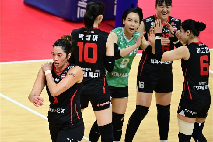 Libero Gwangju AI Peppers Savings, Oh Ji-young, (nomor 9/jersey warna hijau) terduga pelaku kasus perundungan terhadap juniornya