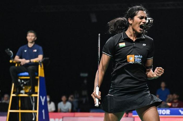 Pebulu tangkis tunggal putri India, Pusarla Venkata Sindhu, pada final Kejuaraan Beregu Asia 2024 di Shah Alam, Malaysia, 18 Februari 2024. 