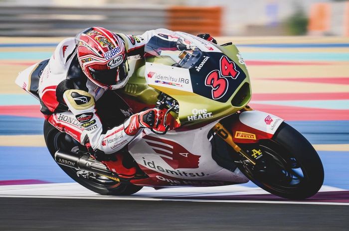 Pembalap Moto2 asal Indonesia, Mario Suryo Aji, pada sesi latihan bebas Moto2 Qatar 2024