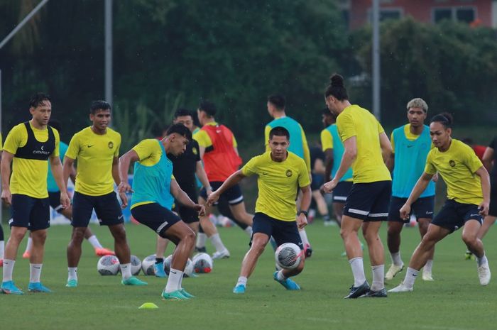 Timnas Malaysia menjalani sesi latihan menjelang laga kontra Oman dalam lanjutan Kualifikasi Piala Dunia 2026.