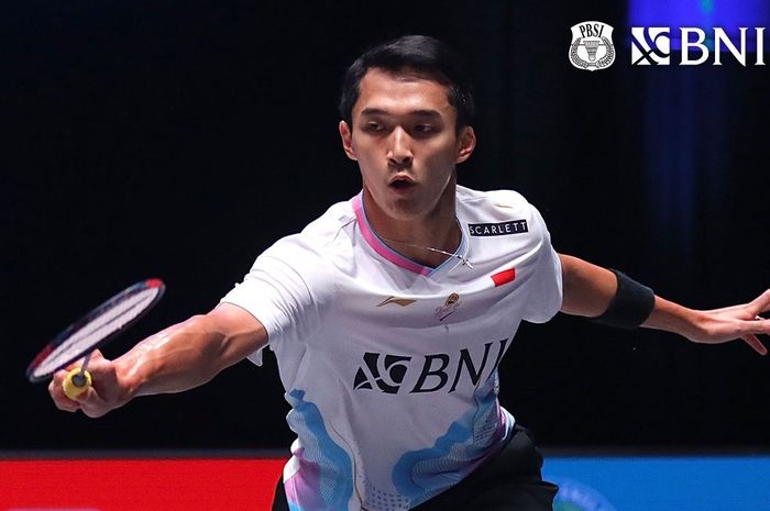 Tunggal putra Indonesia, Jonatan Christie, saat tampil pada perempat final All England Open 2024 di Birmingham, Inggris, 15 Maret 2024.