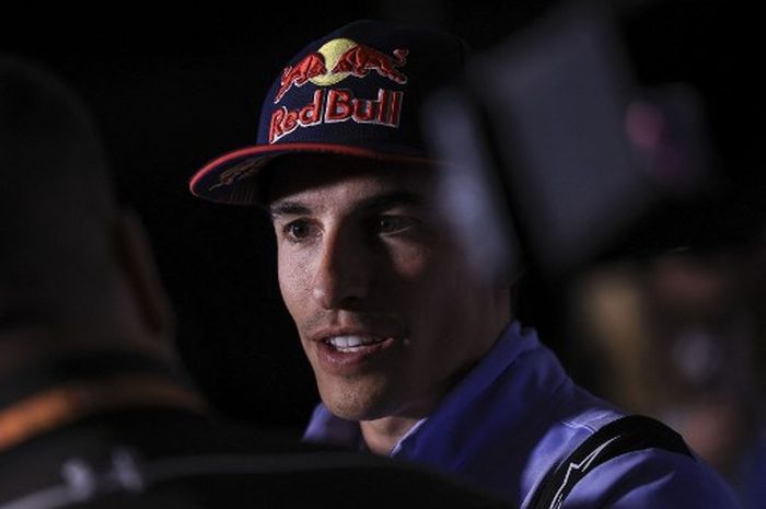 Ducati Spanish rider Marc Marquez attends a press conference ahead of Moto GP Portugal Grand Prix at the International circuit of Algarve in Portimao, on March 21, 2024. (Photo by PATRICIA DE MELO MOREIRA / AFP)