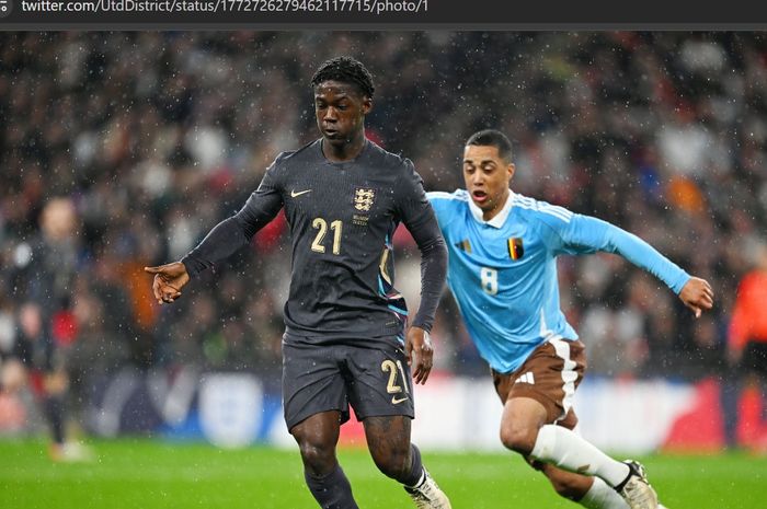 Gelandang belia Man United, Kobbie Mainoo, tampil sebagai starter saat Timnas Inggris menghadapi Timnas Belgia di Stadion Wembley, Selasa (26/3/2024) atau Rabu dini hari WIB.