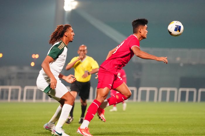 Ramadhan Sananta saat timnas U-23 Indonesia beruji coba lawan Arab Saudi pada Jumat (5/4/2024) malam WIB di The Stevens Stadium, Dubai, Uni Emirat Arab