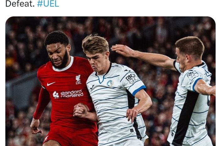 LIverpool menelan kekalahan pada laga leg pertama babak perempat final LIga Europa melawan Atalanta di Stadion Anfield, Kamis (11/4/2024).