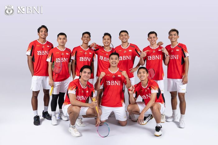 Skuad Merah Putih untuk Thomas Cup 2024 dengan jersey baru untuk ajang beregu putra yang akan berlangsung di Hi-Tech Zone Sports Centre, Chengdu, Sichuan, China, 27 April - 5 Mei 2024.