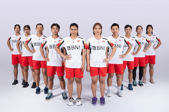 Skuad Merah Putih untuk Uber Cup 2024 dengan jersey baru untuk ajang beregu putri yang akan berlangsung di Hi-Tech Zone Sports Centre, Chengdu, Sichuan, China, 27 April - 5 Mei 2024.