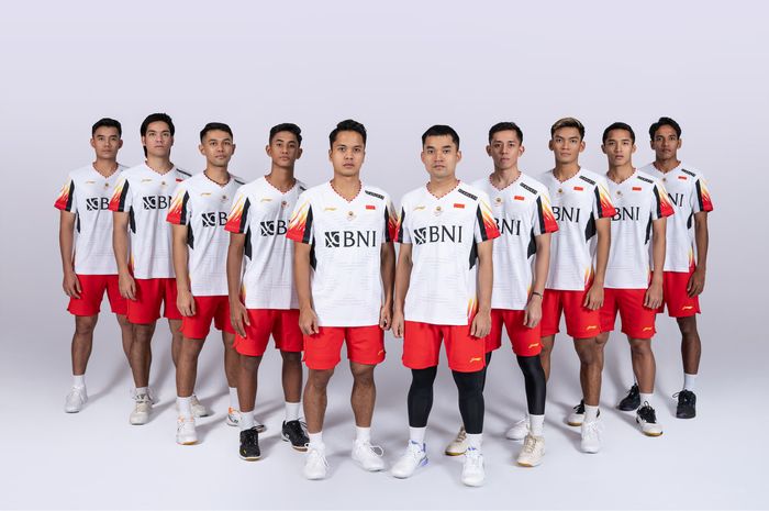 Skuad Merah Putih untuk Thomas Cup 2024 dengan jersey baru untuk ajang beregu putra yang akan berlangsung di Hi-Tech Zone Sports Centre, Chengdu, Sichuan, China, 27 April - 5 Mei 2024.