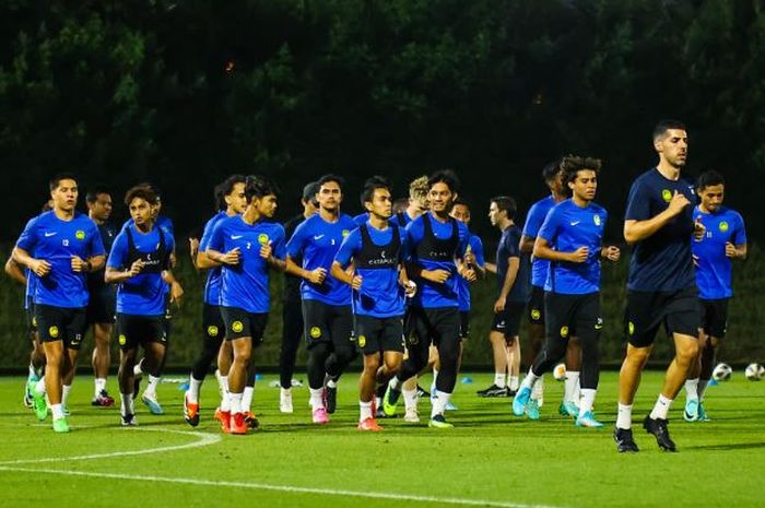 Timnas U-23 Malaysia menjalani sesi latihan menjelang laga terakhir fase grup Piala Asia U-23 2024 melawan Kuwait.