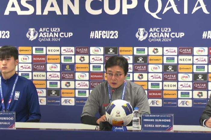 Kapten Korea Selatan, Byun Jun-soo dalam sesi jumpa jelang laga perempat final Piala Asia U-23 2024 kontra timnas U-23 Indonesia, Rabu (24/4/2024) 