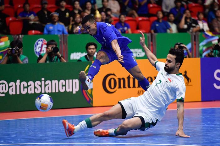 Laga Thailand versus Irak di perempat final Piala Asia Futsal 2024.