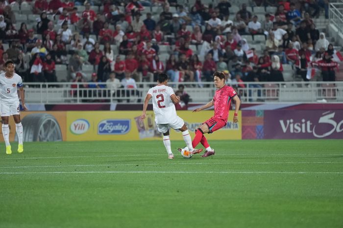 Situasi pertandingan antara Timnas U-23 Indonesia saat laga perempat final Piala Asia U-23 2024 lawan Korea Selatan