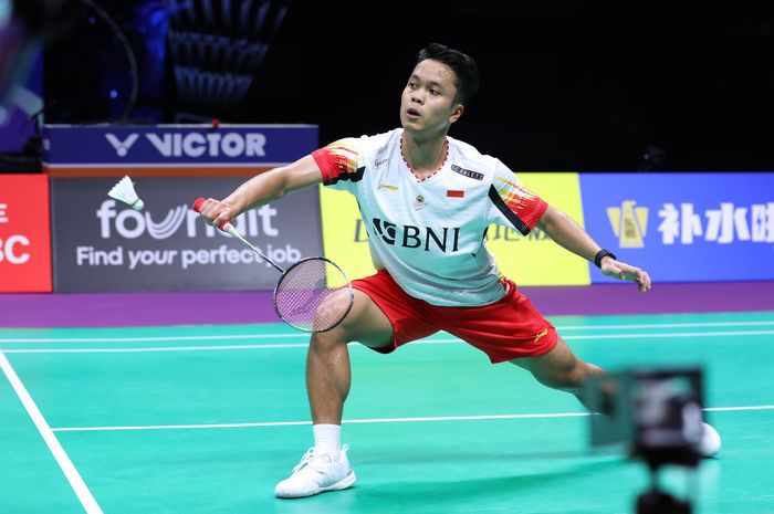 Anthony Sinisuka Ginting saat berlaga pada final Thomas Cup 2024 di Hi-Tech Zone Sports Centre Gymnasium, Chengdu, Sichuan, China, Minggu (5/5/2024).