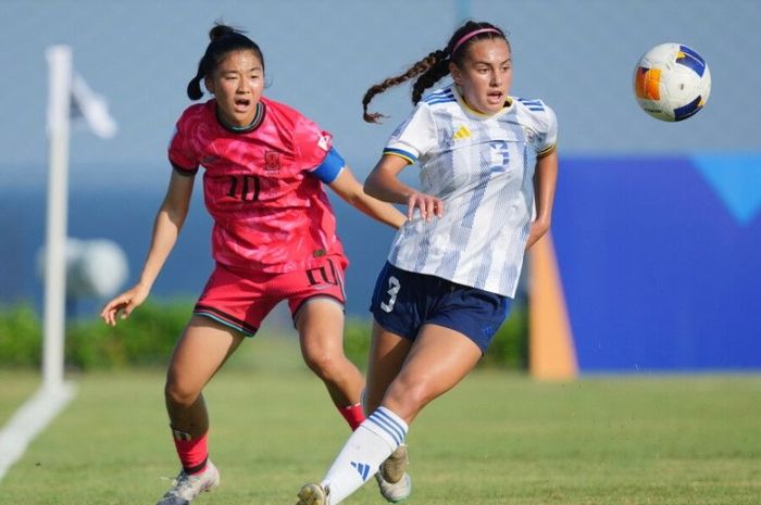 Suasana pertandingan antara Filipina vs Korea Selatan pada laga terakhir Grup A Piala Asia Wanita U-17 2024 di Bali United Training Center, Gianyar, Bali, Minggu (12/5/2024).