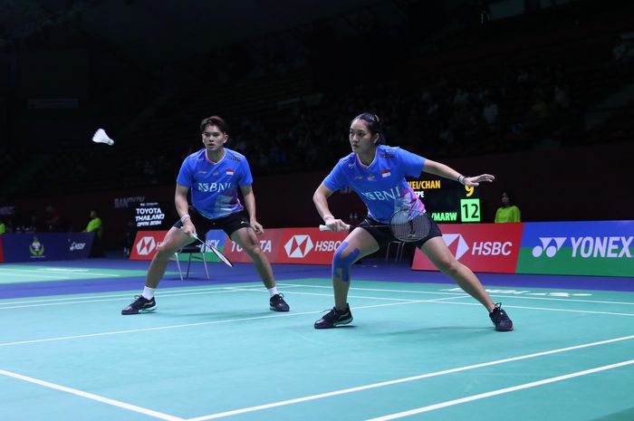 Aksi Adnan Maulana/Nita Violina Marwah pada babak 32 besar Thailand Open 2024 di Nimibutr Arena, Bangkok, Thailand, Selasa (14/5/2024).