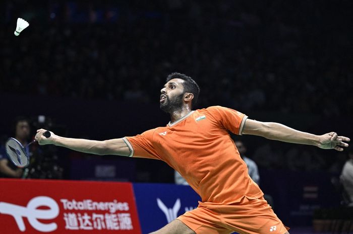 Pebulu tangkis tunggal putra India, Prannoy H. S. pada Thomas Cup 2024 di Chengdu, China, 1 Mei 2024.