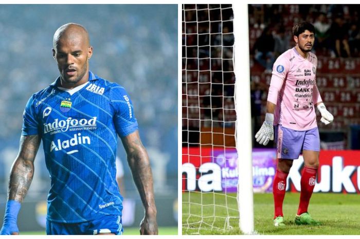 Kolase foto striker Persib Bandung, David da Silva dan kiper Bali United, Adilson Maringa.